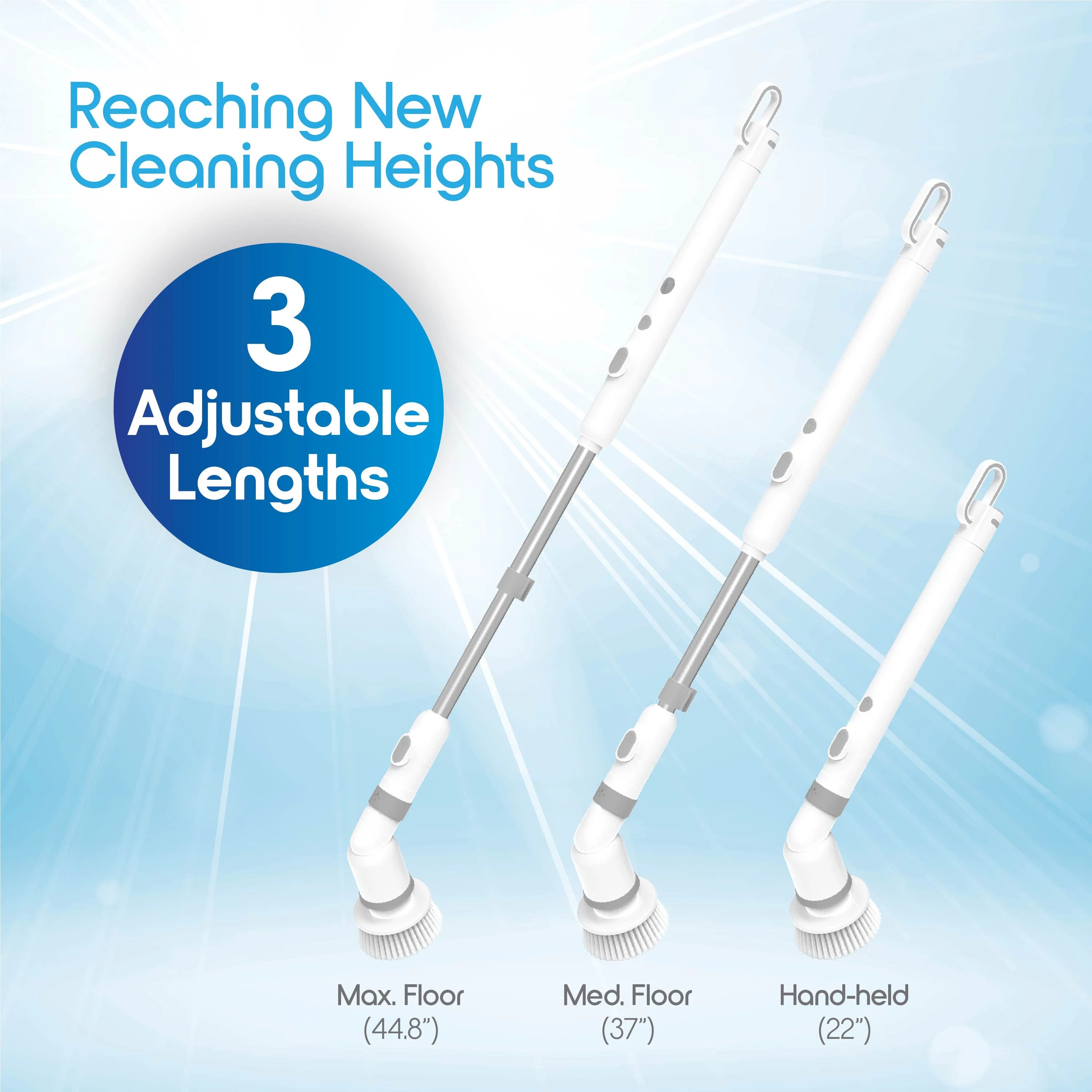 HydroBloss-Brosse de nettoyage électrique Blossom 9 en 1 sans fil, brosse rotative électrique avec manche extensible de 114 cm, étanche IPX7