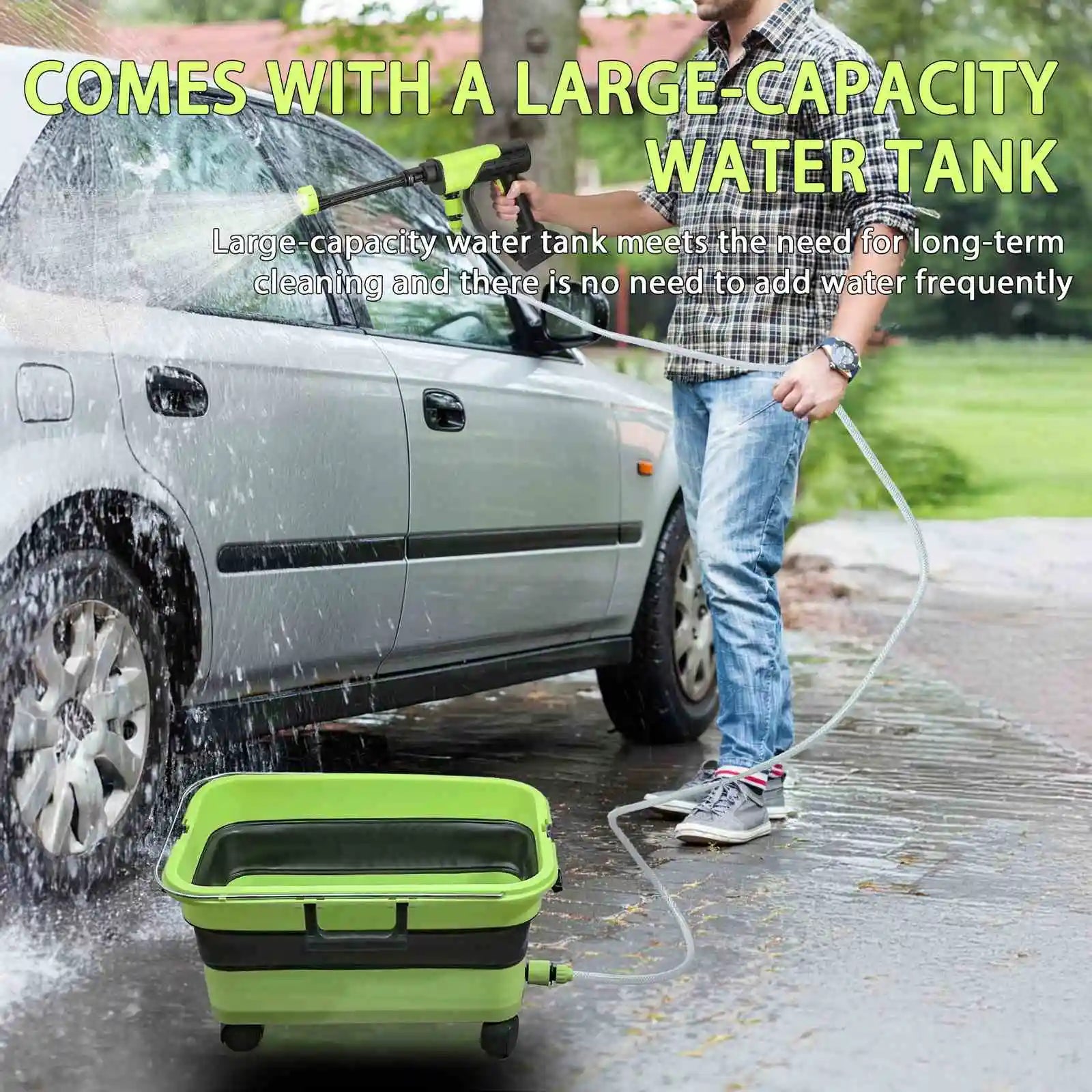 AquaCore-Pistolet nettoyeur haute pression OWJHE 300 bars + réservoir d'eau de 22 L, outil de nettoyage portable, pistolet pulvérisateur pour jardin, compatible avec les batteries Makita 18 V.