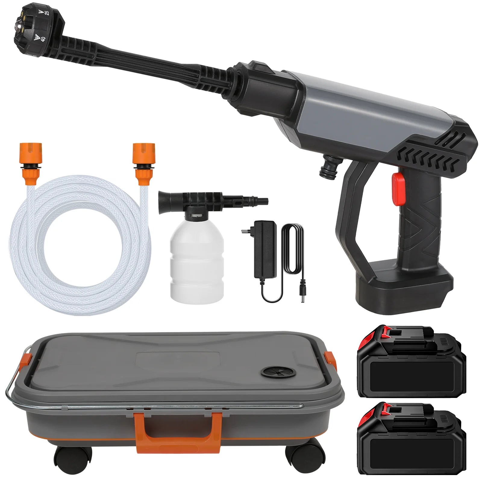 AquaCore-Pistolet nettoyeur haute pression OWJHE 300 bars + réservoir d'eau de 22 L, outil de nettoyage portable, pistolet pulvérisateur pour jardin, compatible avec les batteries Makita 18 V.