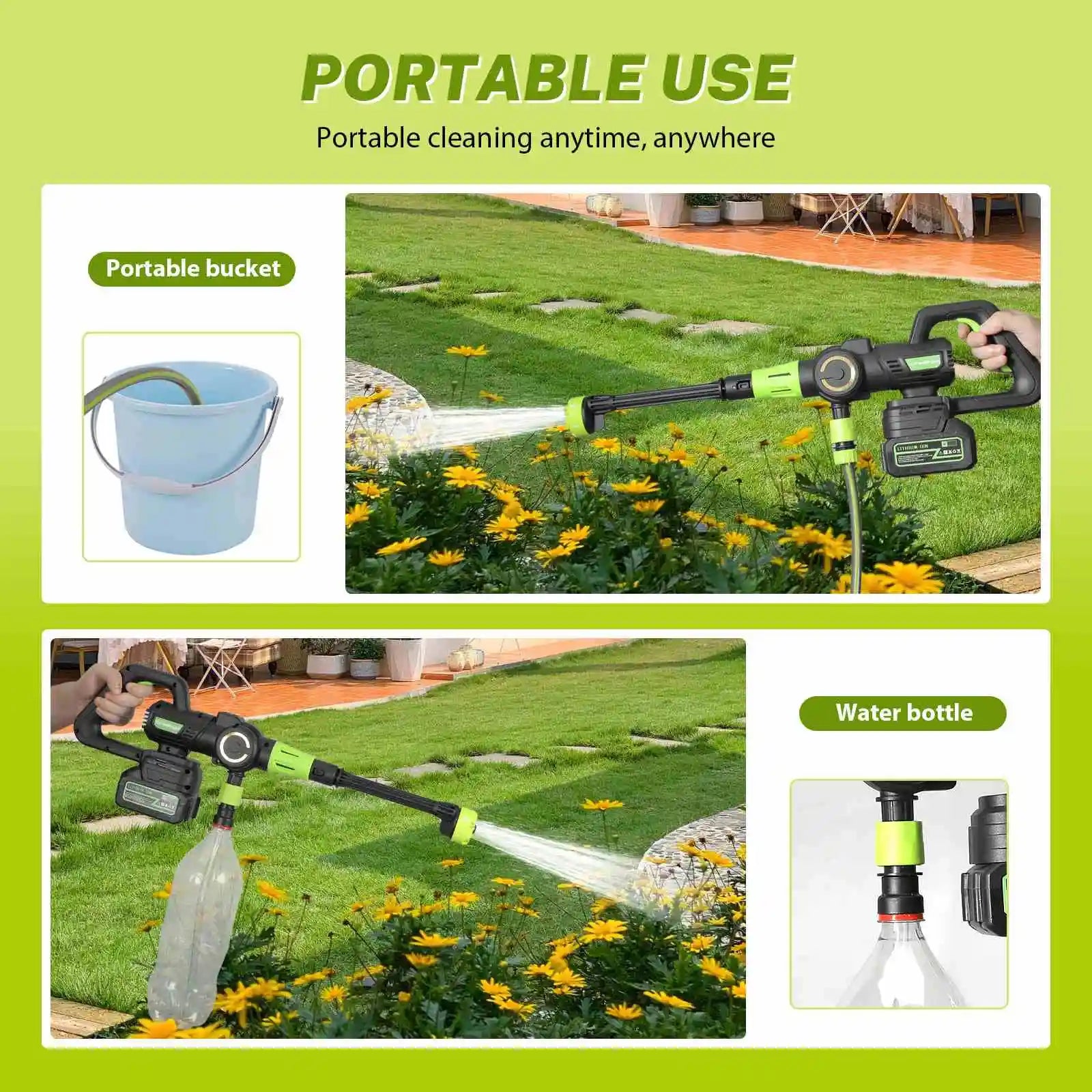 HydroForce 120 Pro-Nettoyeur haute pression sans balais 120 bars, pistolet à eau 1200 W, buses multifonctions 6 en 1, lavage de voiture à mousse sans fil