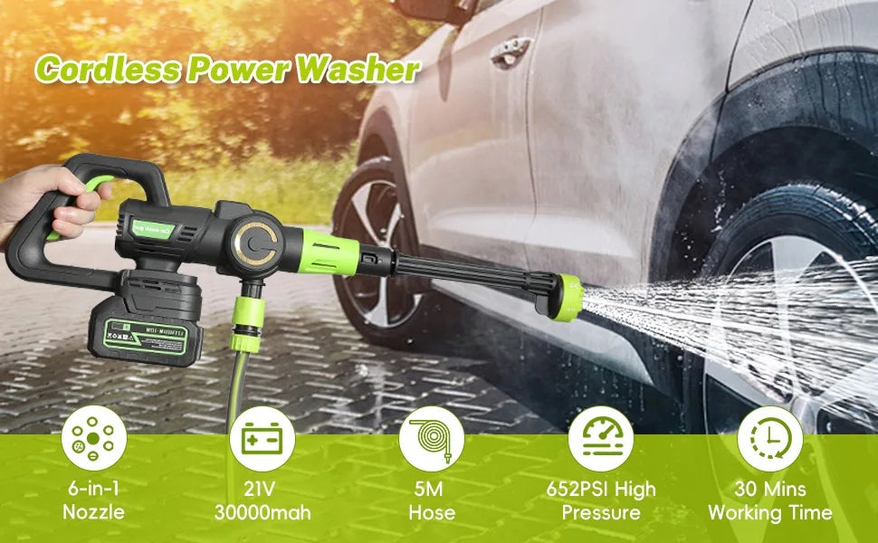 HydroForce 120 Pro-Nettoyeur haute pression sans balais 120 bars, pistolet à eau 1200 W, buses multifonctions 6 en 1, lavage de voiture à mousse sans fil