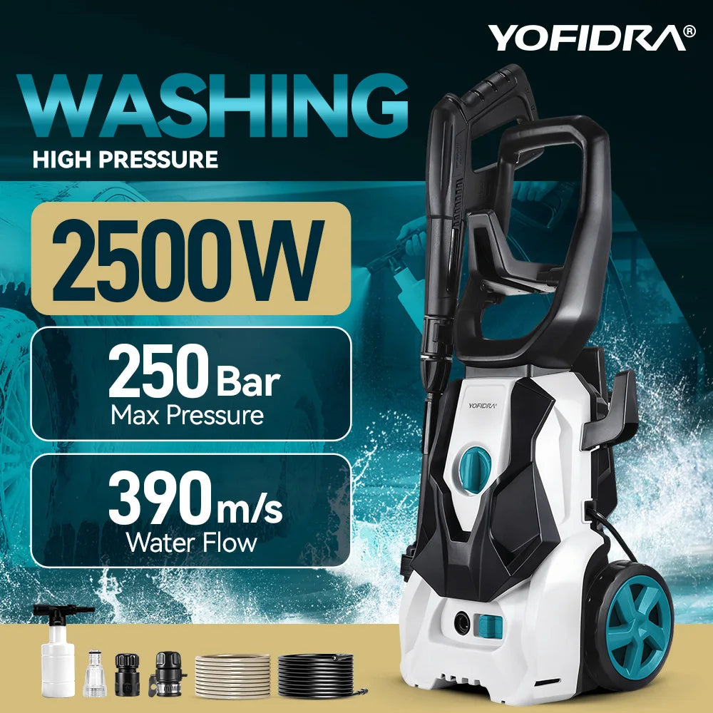 YOFIDRA MaxClean-Pistolet de lavage haute pression électrique YOFIDRA 250 bars, 2500 W, buse orientable à 180°, pour voiture.