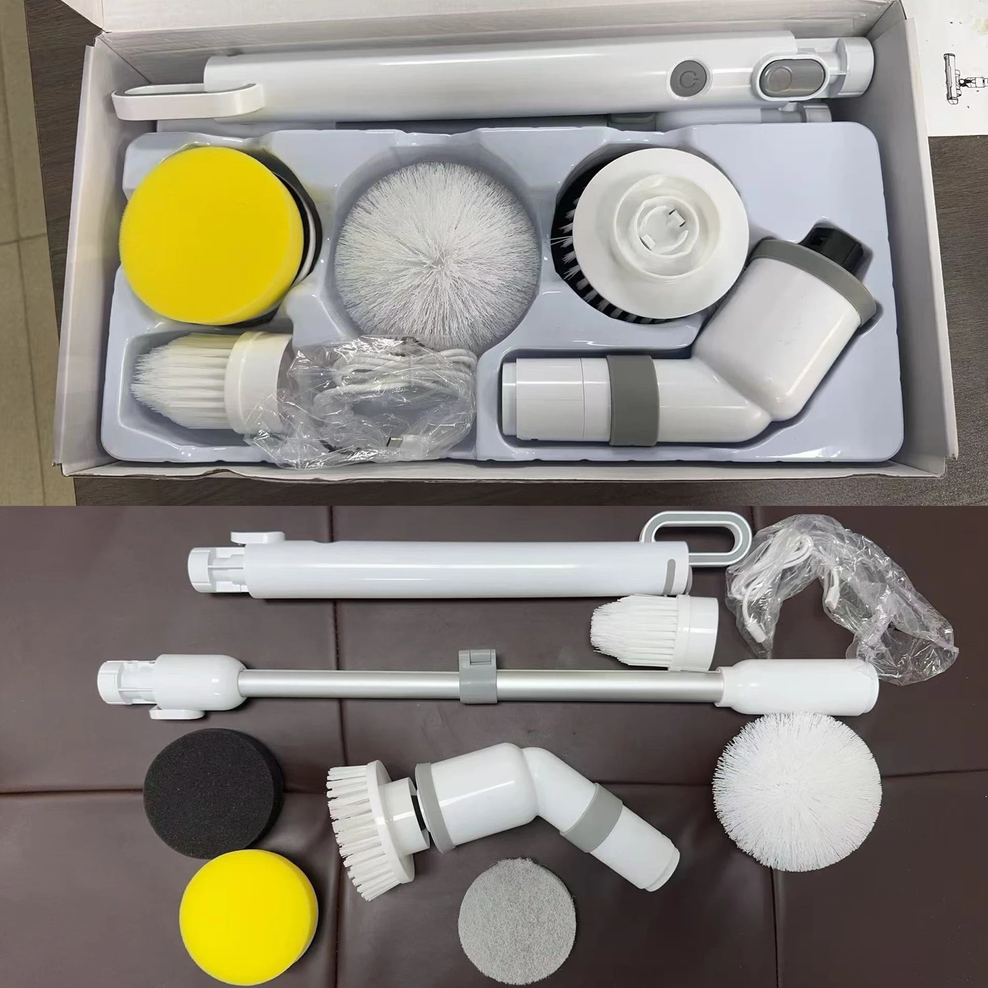 HydroBloss-Brosse de nettoyage électrique Blossom 9 en 1 sans fil, brosse rotative électrique avec manche extensible de 114 cm, étanche IPX7