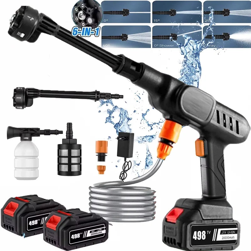 CleanForce-Pistolet nettoyeur haute pression 6 en 1 60 bars pour voiture, voiture, maison et jardin, batterie 20 000 mAh, compatible avec les batteries Makita.
