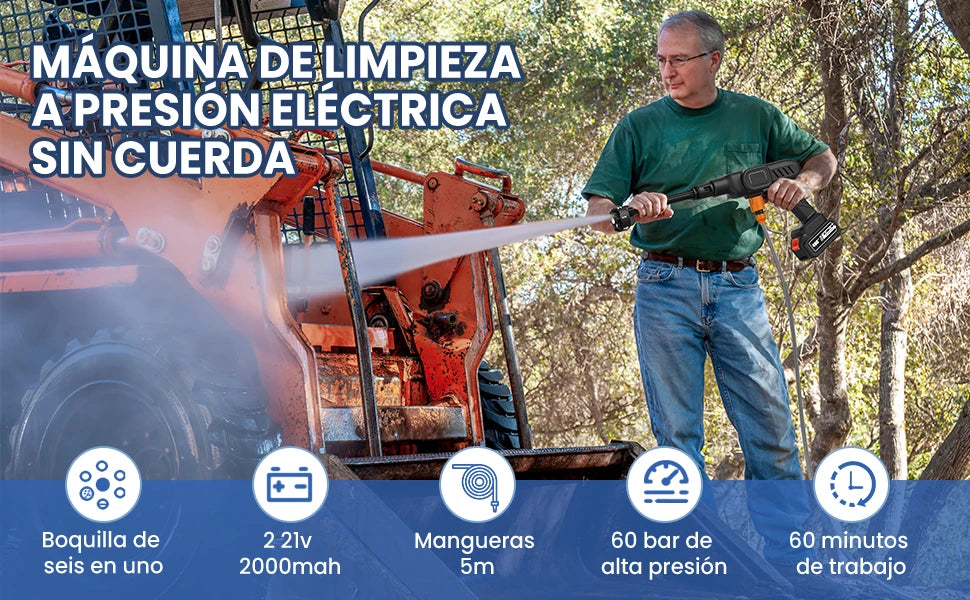 CleanForce-Pistolet nettoyeur haute pression 6 en 1 60 bars pour voiture, voiture, maison et jardin, batterie 20 000 mAh, compatible avec les batteries Makita.