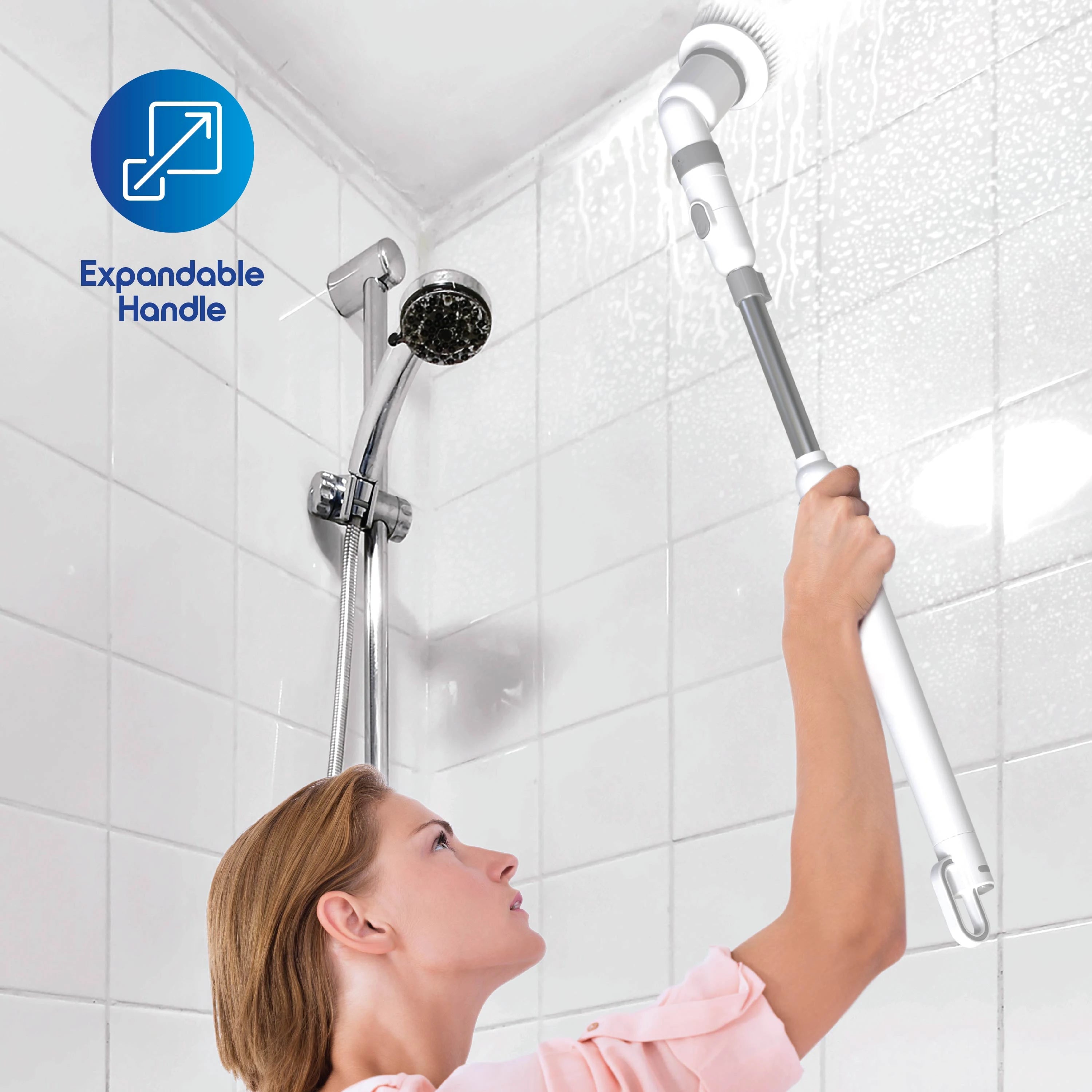 HydroBloss-Brosse de nettoyage électrique Blossom 9 en 1 sans fil, brosse rotative électrique avec manche extensible de 114 cm, étanche IPX7