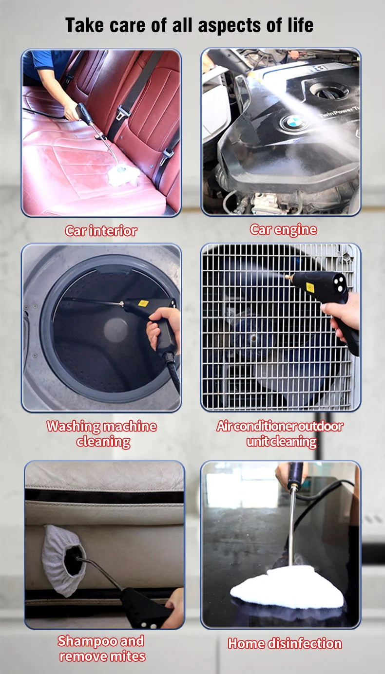 Nettoyeur à vapeur portable 2500 W haute pression – Climatiseur, hotte, voiture, sols – Climatiseur, hotte, voiture, sols