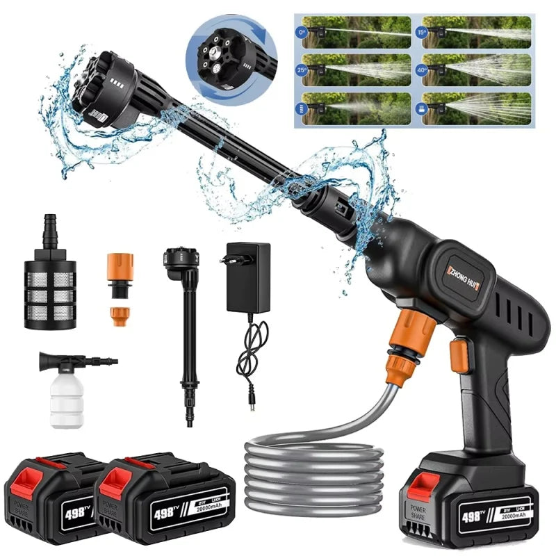 CleanForce-Pistolet nettoyeur haute pression 6 en 1 60 bars pour voiture, voiture, maison et jardin, batterie 20 000 mAh, compatible avec les batteries Makita.