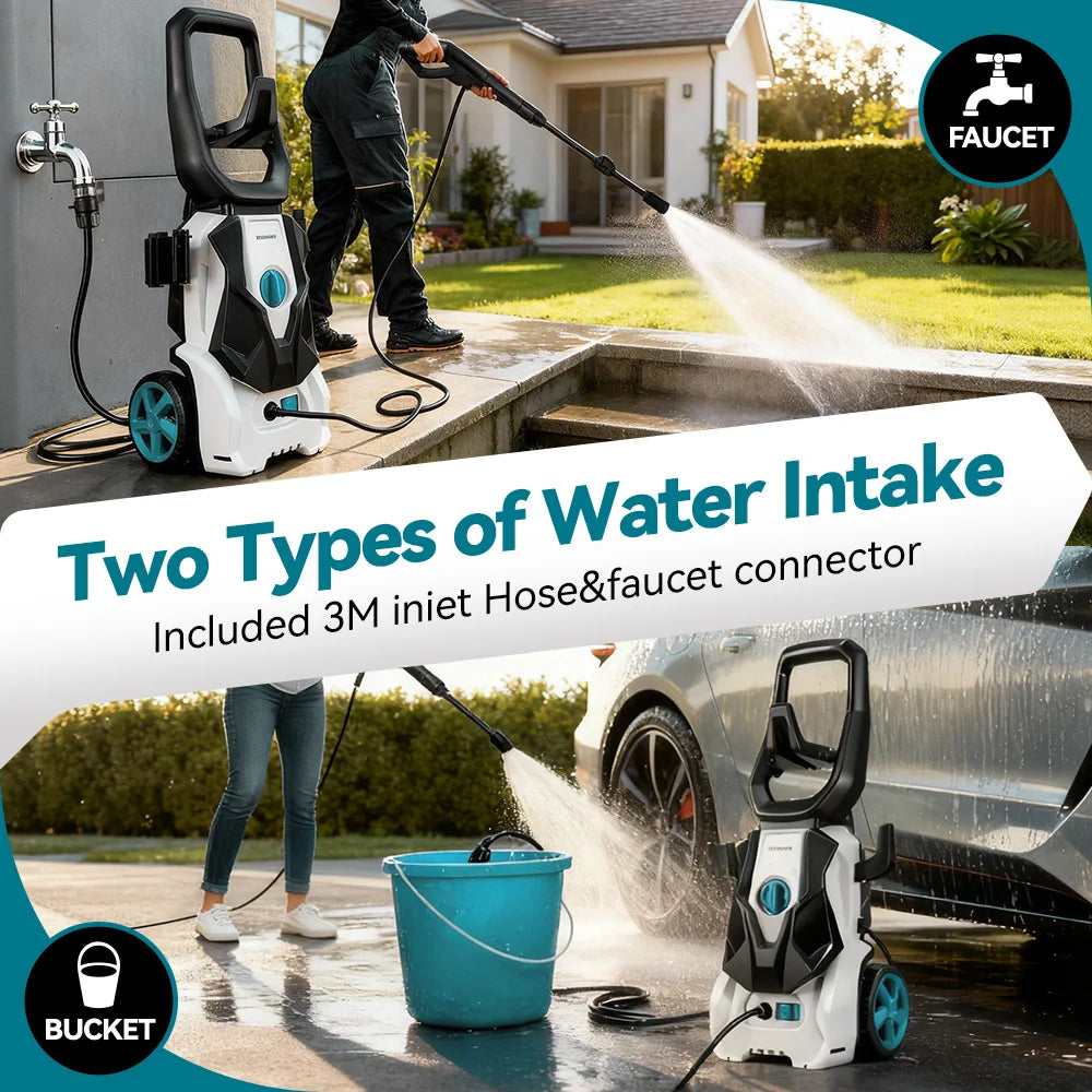 YOFIDRA MaxClean-Pistolet de lavage haute pression électrique YOFIDRA 250 bars, 2500 W, buse orientable à 180°, pour voiture.