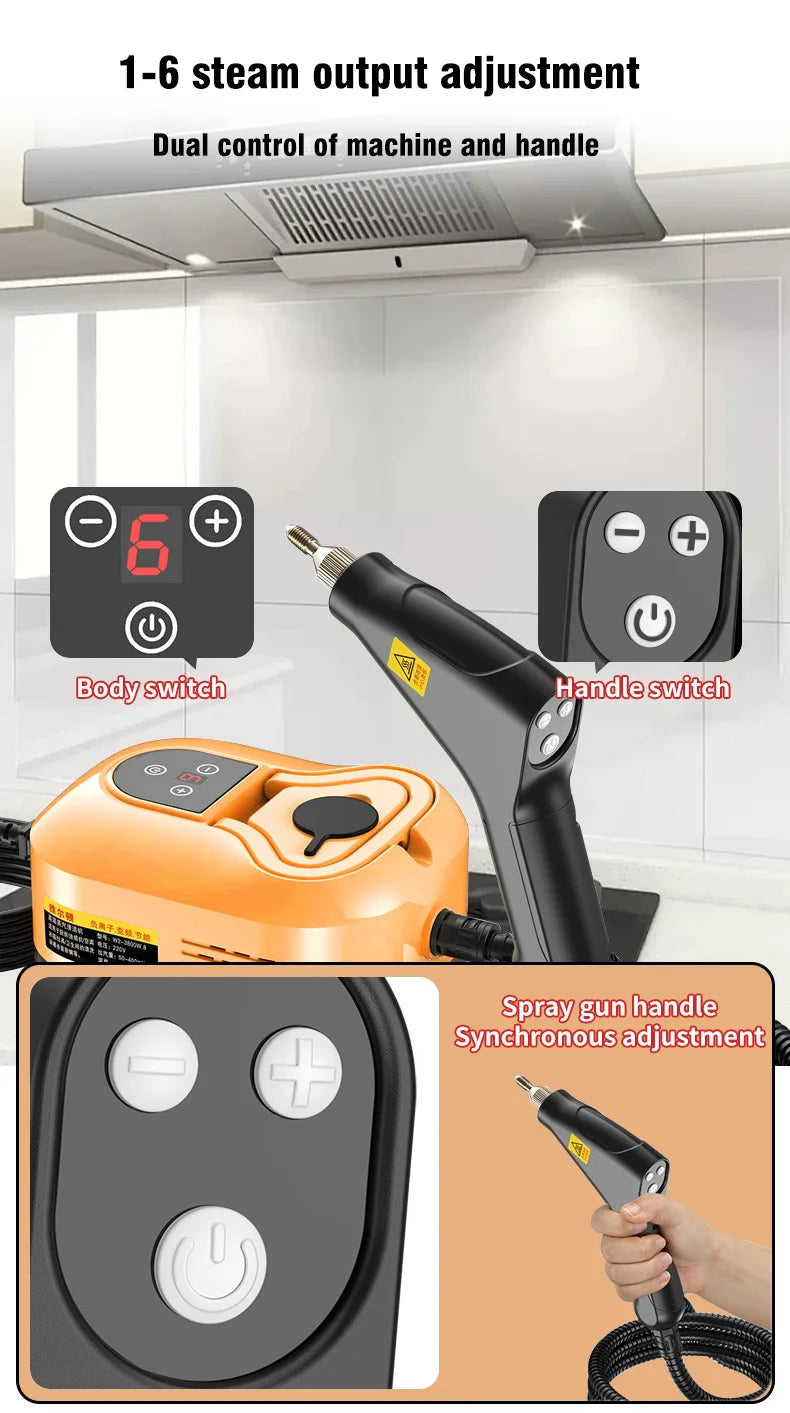 Nettoyeur à vapeur portable 2500 W haute pression – Climatiseur, hotte, voiture, sols – Climatiseur, hotte, voiture, sols