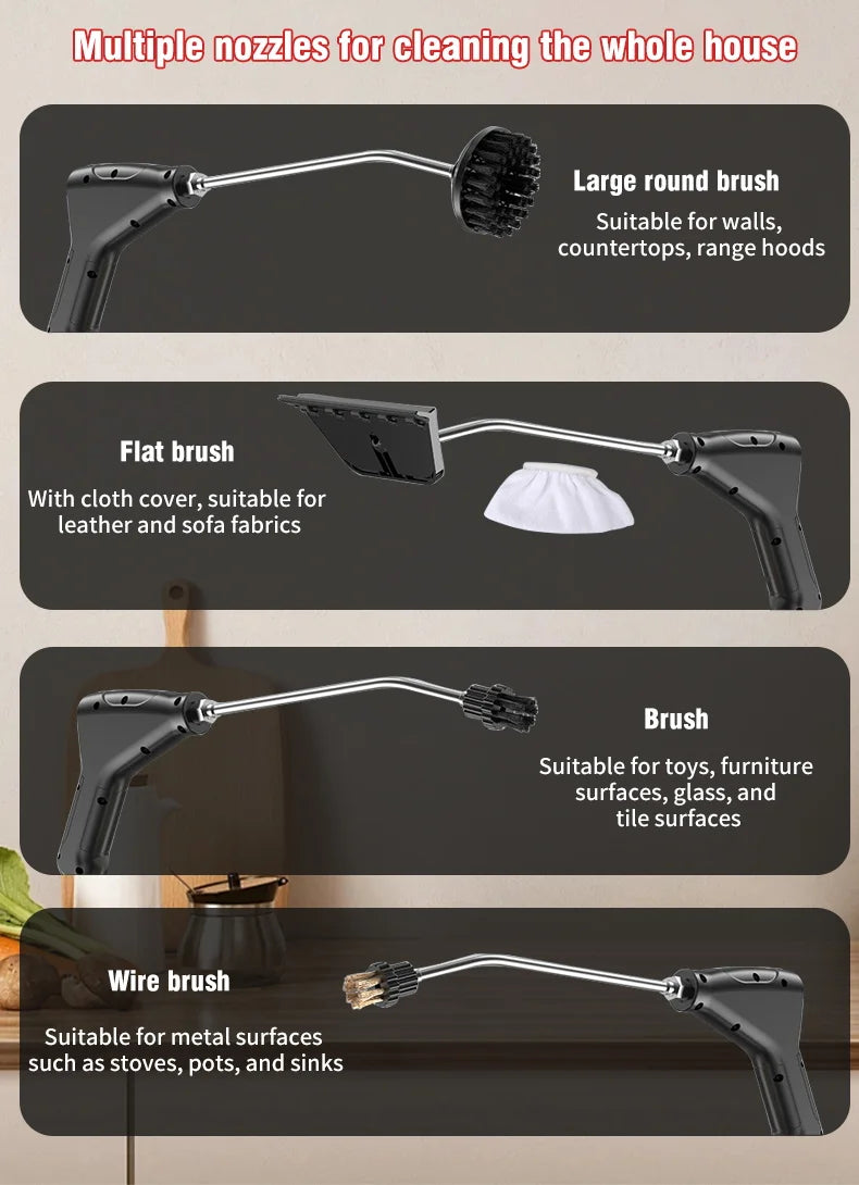 Nettoyeur à vapeur portable 2500 W haute pression – Climatiseur, hotte, voiture, sols – Climatiseur, hotte, voiture, sols